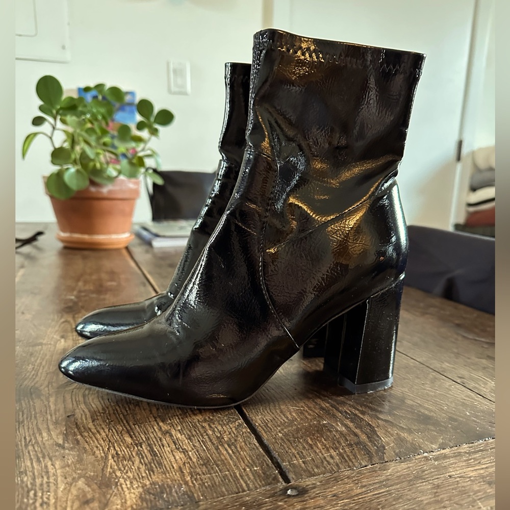 Public Desire patent heeled booties